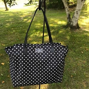 Kate Spade Nylon Blk/white Polka Dot Tote